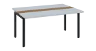 DOUBLE 161 pracovní stůl, kovová podnož černá, deska 36 mm, široký 1600 mm, bílá, vložená deska ořec